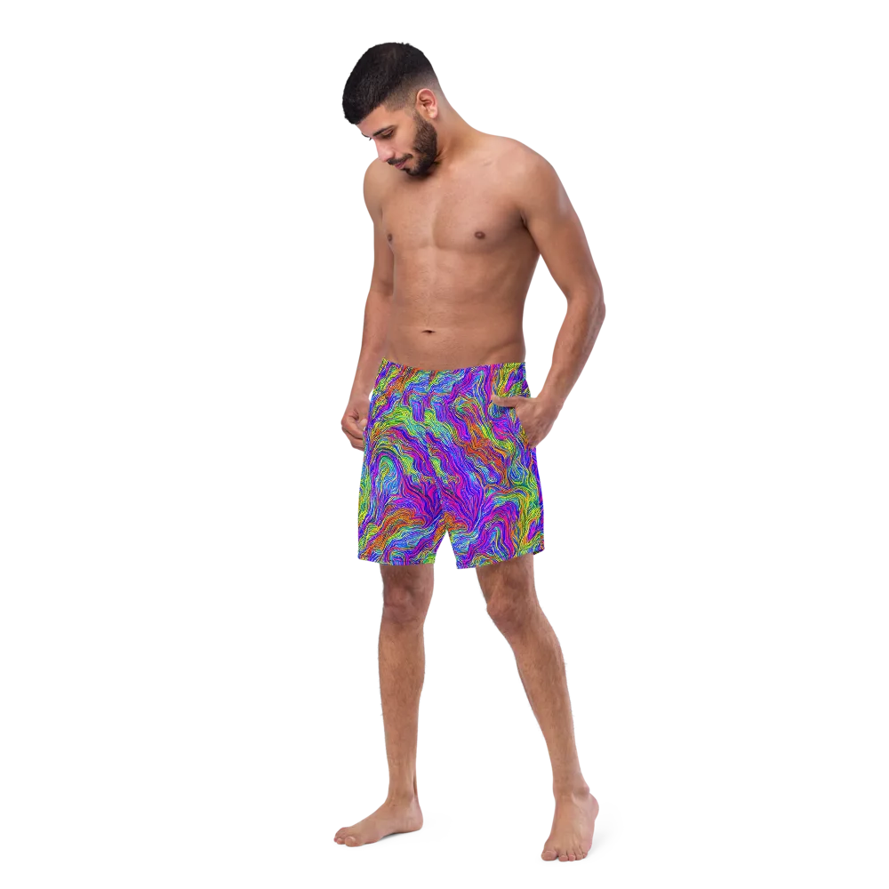 Psychedelic Filament on Swim Trunks — Left Front