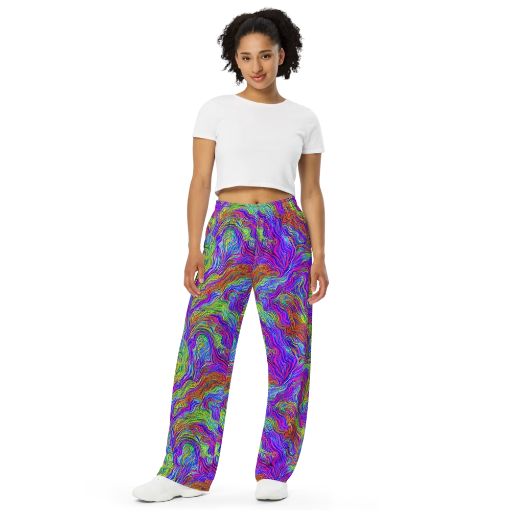 Psychedelic Filament on Wide-Leg Pants — Front