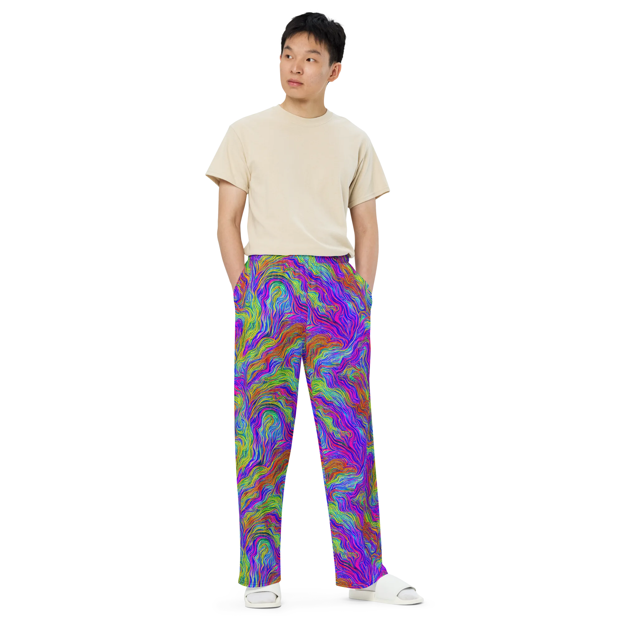 Psychedelic Filament on Wide-Leg Pants — Front