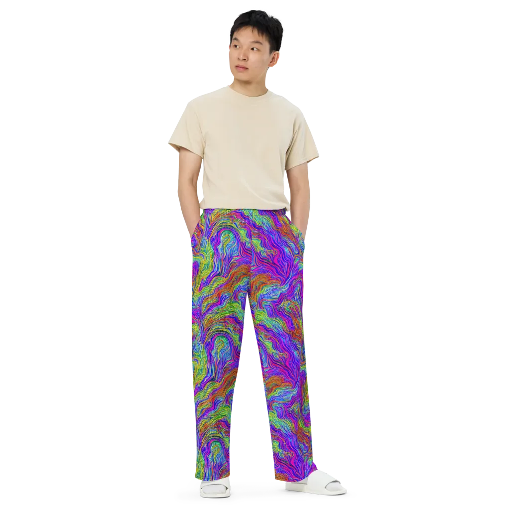 Psychedelic Filament on Wide-Leg Pants — Front