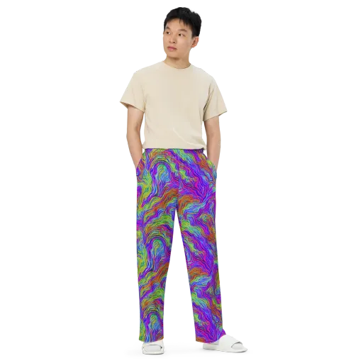 Psychedelic Filament on a Wide-Leg Pants
