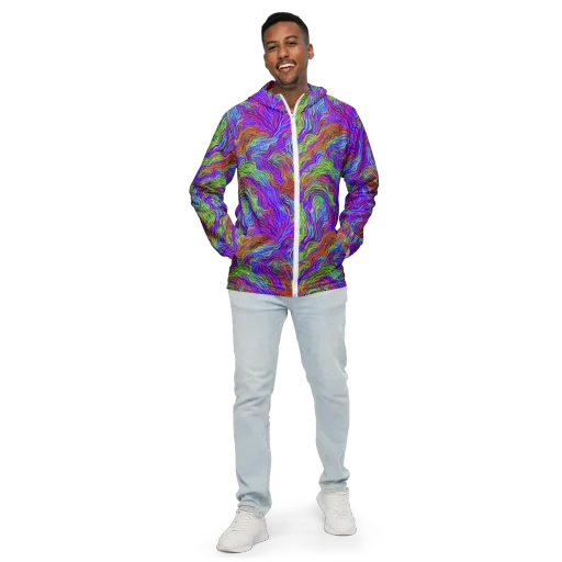 Psychedelic Filament on a Men's Windbreaker