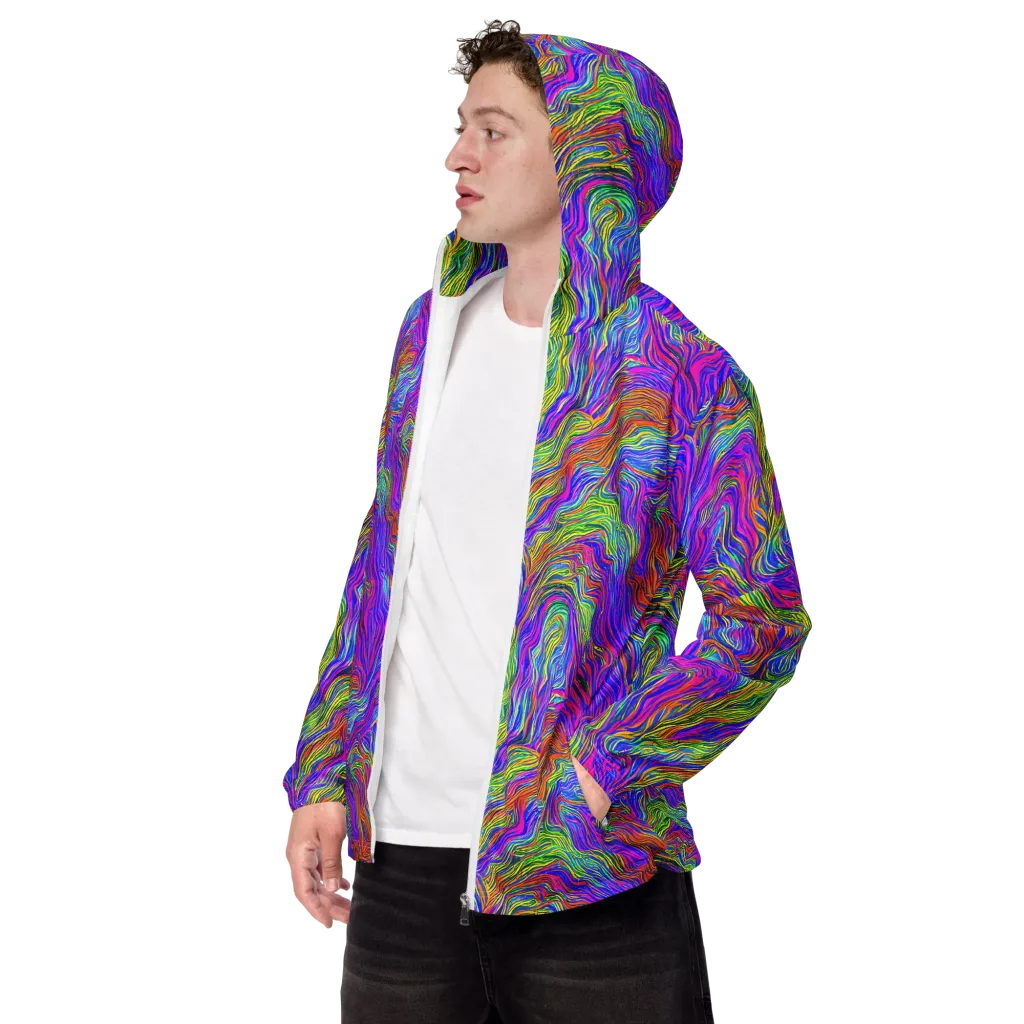Psychedelic Filament on Men's Windbreaker — Left Front