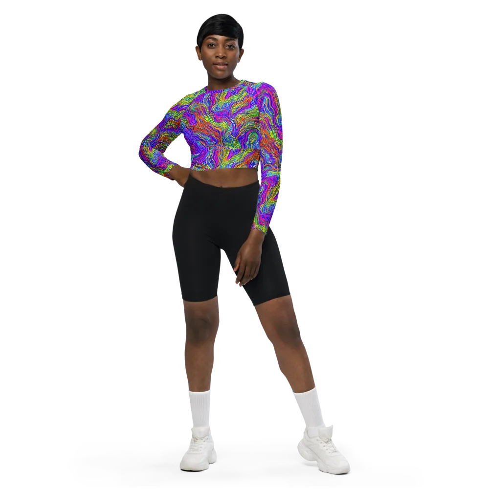 Psychedelic Filament on Long Sleeve Crop Top — Front