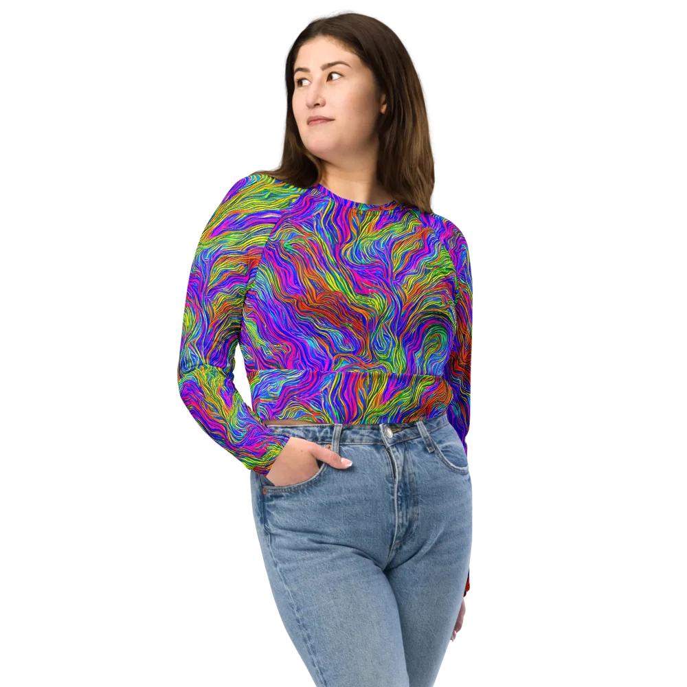 Psychedelic Filament on Long Sleeve Crop Top — Front