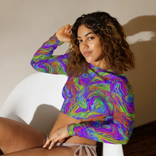 Psychedelic Filament on a Long Sleeve Crop Top