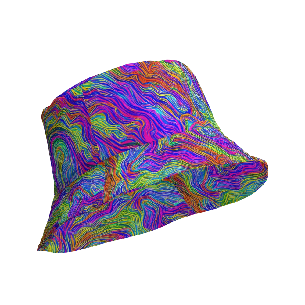 Psychedelic Filament on Reversible Bucket Hat — Product details Outside