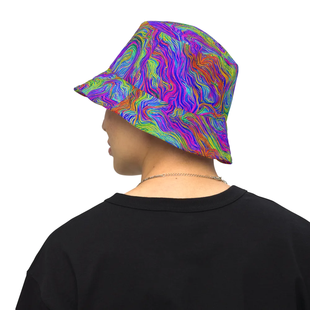 Psychedelic Filament on Reversible Bucket Hat — Back Inside