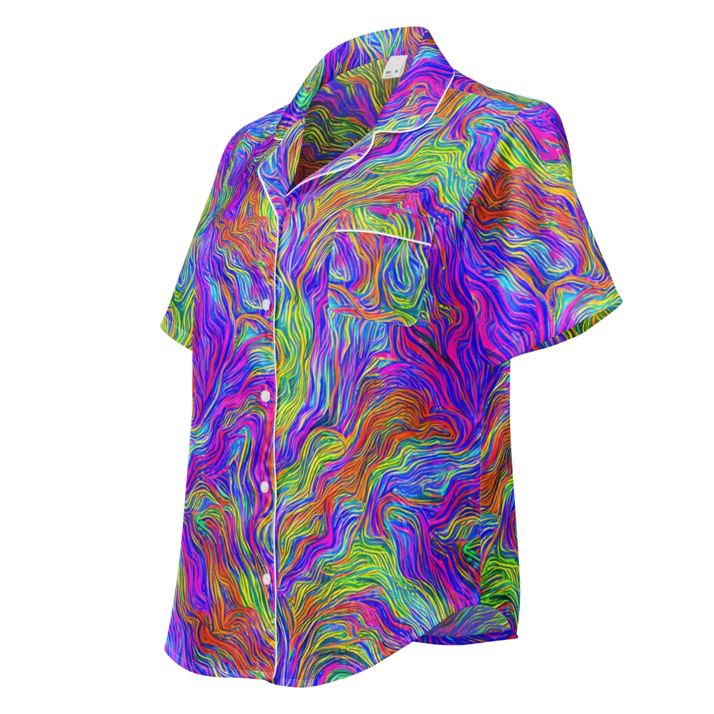 Psychedelic Filament on Women's Short Sleeve Pajama Top — Left Front