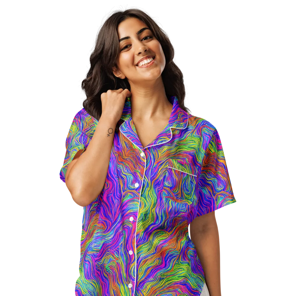 Psychedelic Filament on Women's Short Sleeve Pajama Top — Front