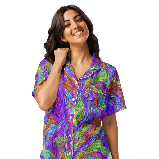Psychedelic Filament on a Women's Short Sleeve Pajama Top