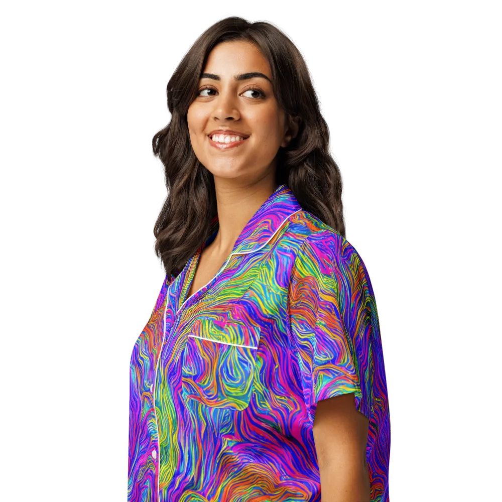 Psychedelic Filament on Women's Short Sleeve Pajama Top — Left Front