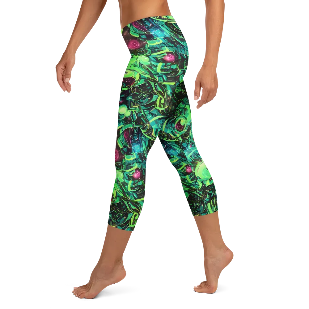 Cyber Canopy on Capri Leggings — Left