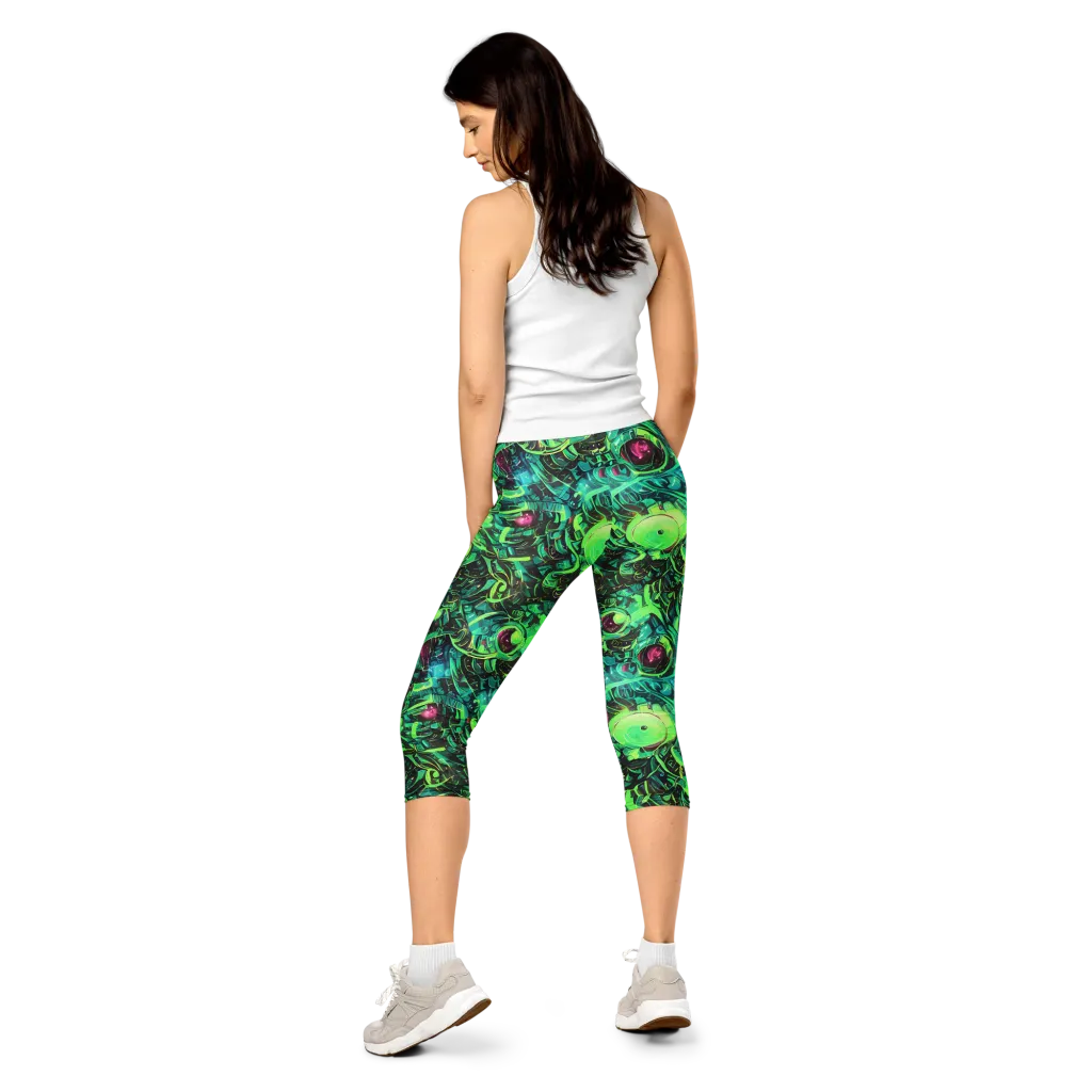 Cyber Canopy on Capri Leggings — Back