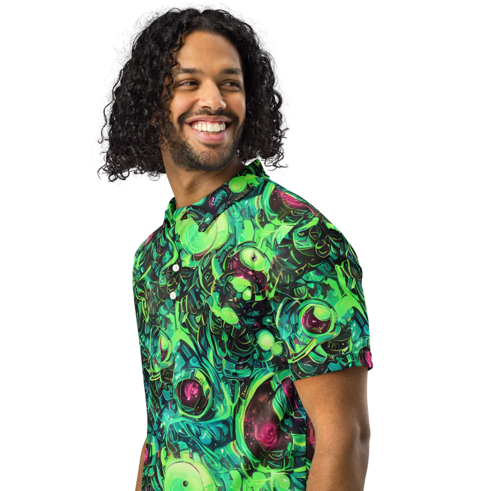 Cyber Canopy on Men's Slim Fit Polo Shirt — Left Front