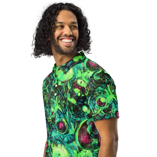 Cyber Canopy on a Men's Slim Fit Polo Shirt
