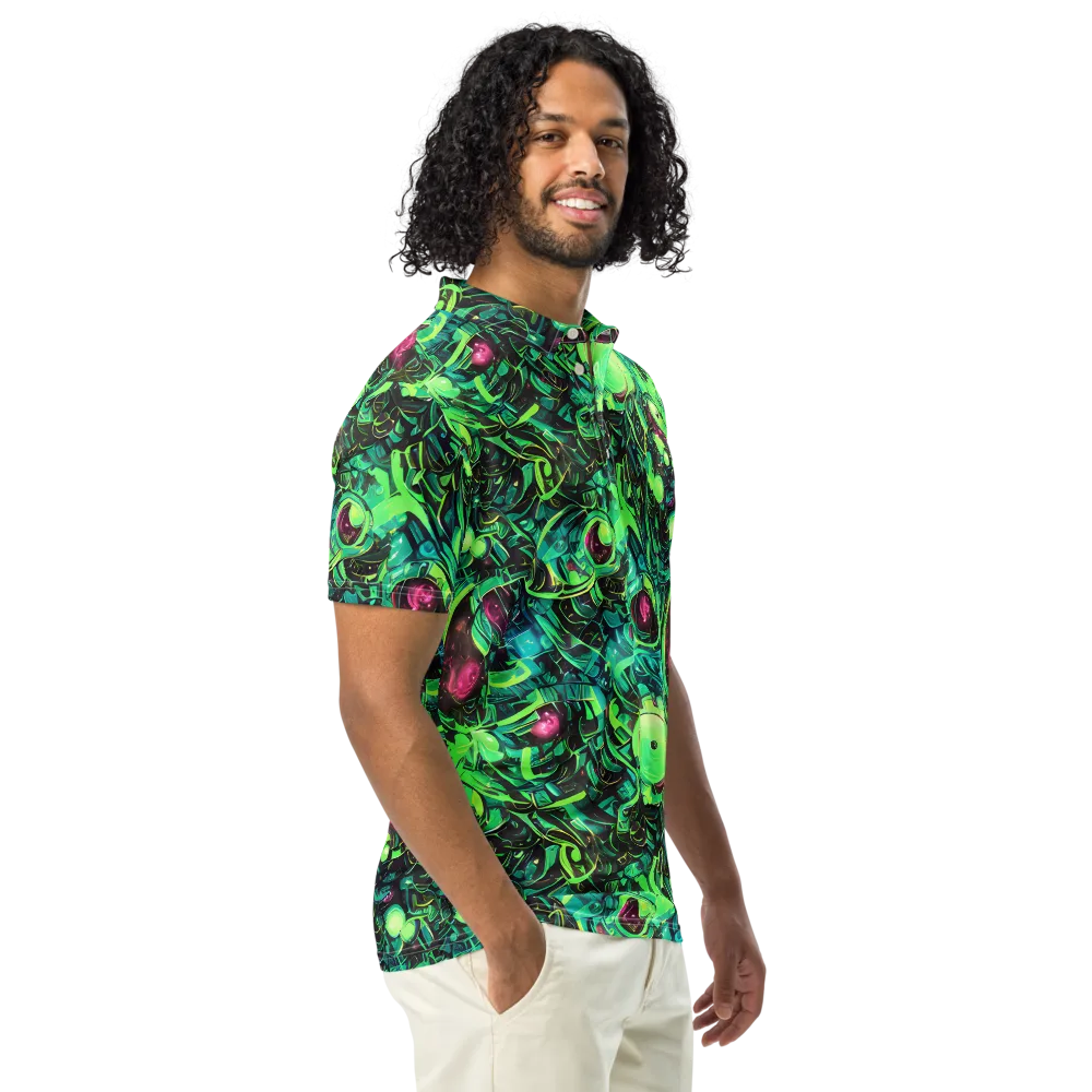 Cyber Canopy on Men's Slim Fit Polo Shirt — Right Front
