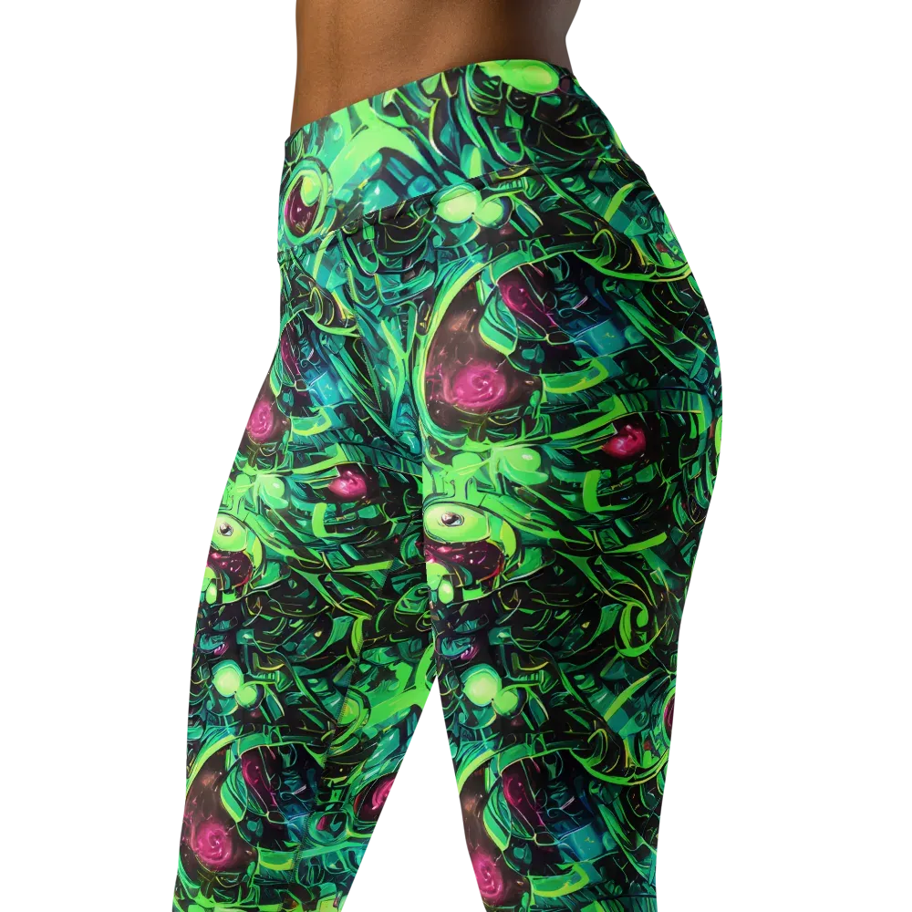 Cyber Canopy on Yoga Leggings — Left Front