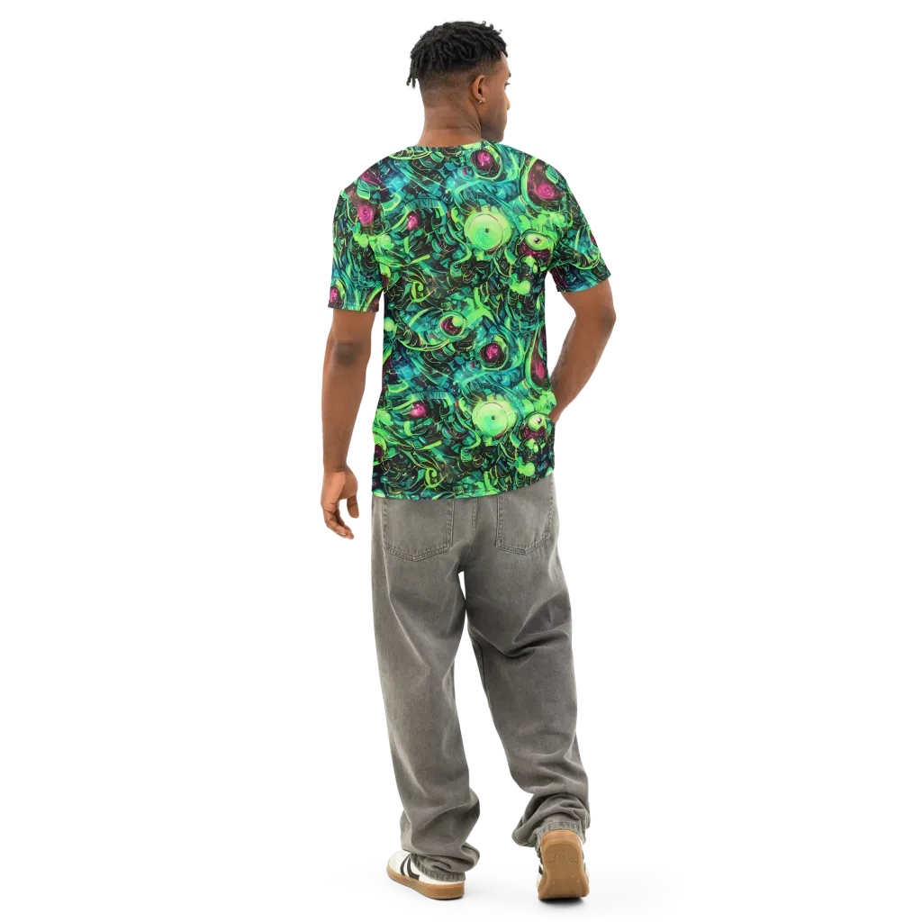 Cyber Canopy on Men's Cotton Crew Neck T-Shirt — Back