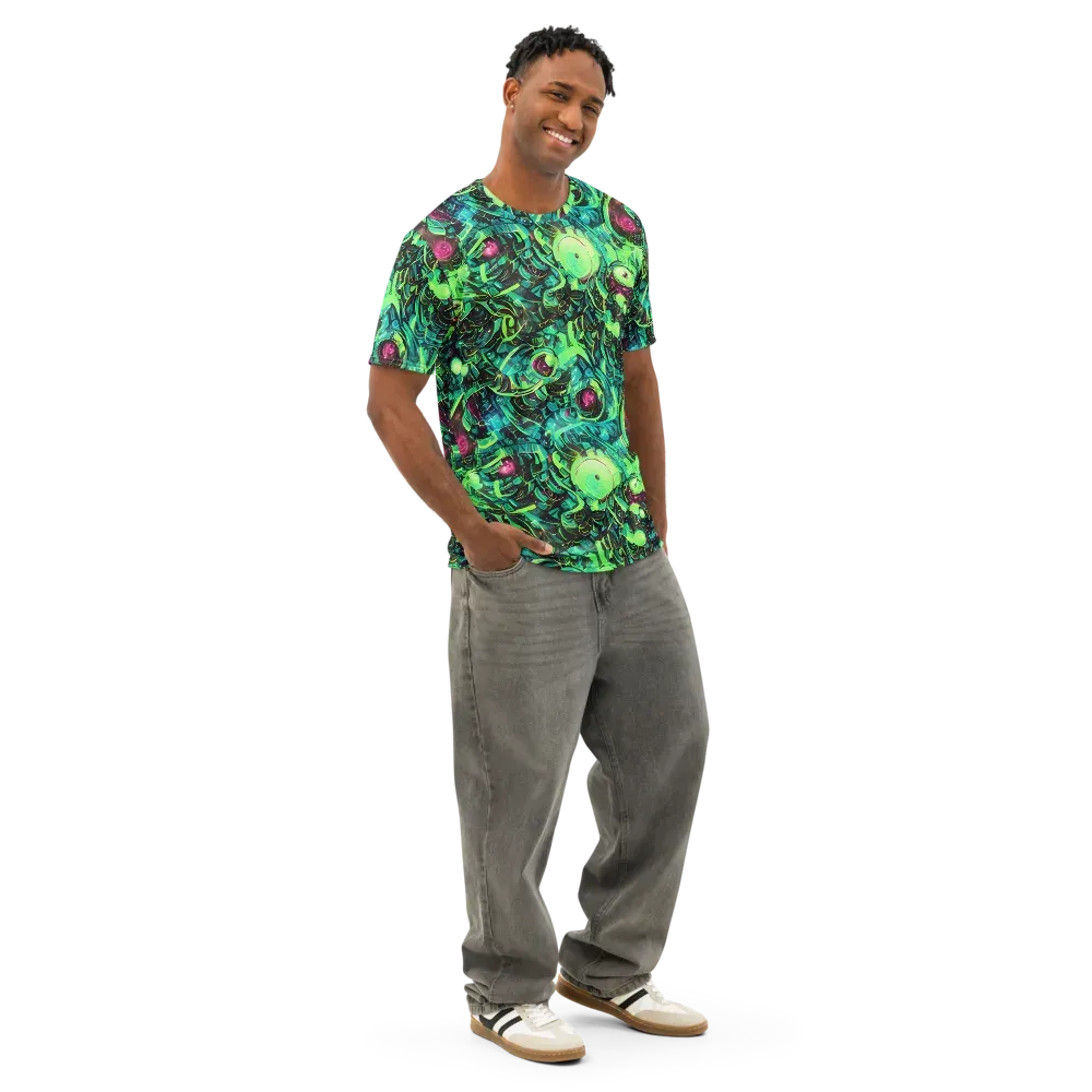 Cyber Canopy on Men's Cotton Crew Neck T-Shirt — Right Front