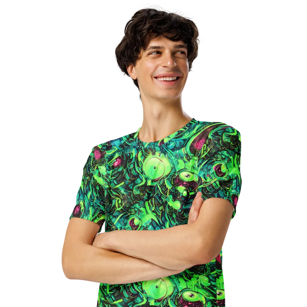 Cyber Canopy on Men's Crew Neck T-Shirt — Left Front