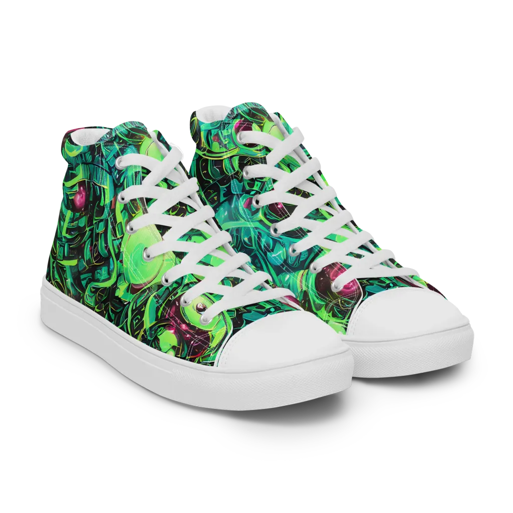 Cyber Canopy on Men's High Top Canvas Shoes — Right Front