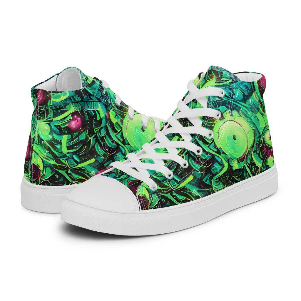 Cyber Canopy on Men's High Top Canvas Shoes — Left