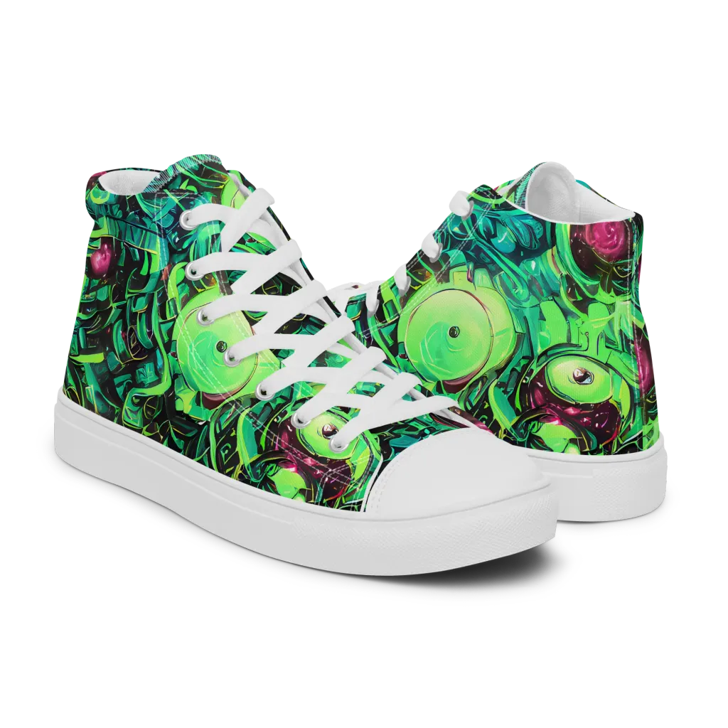 Cyber Canopy on Men's High Top Canvas Shoes — Right