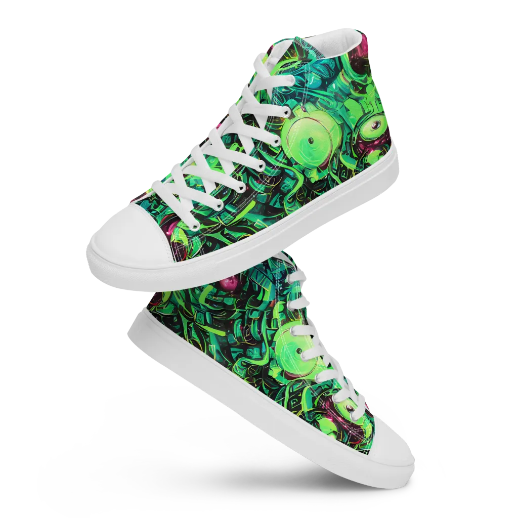 Cyber Canopy on Men's High Top Canvas Shoes — Front