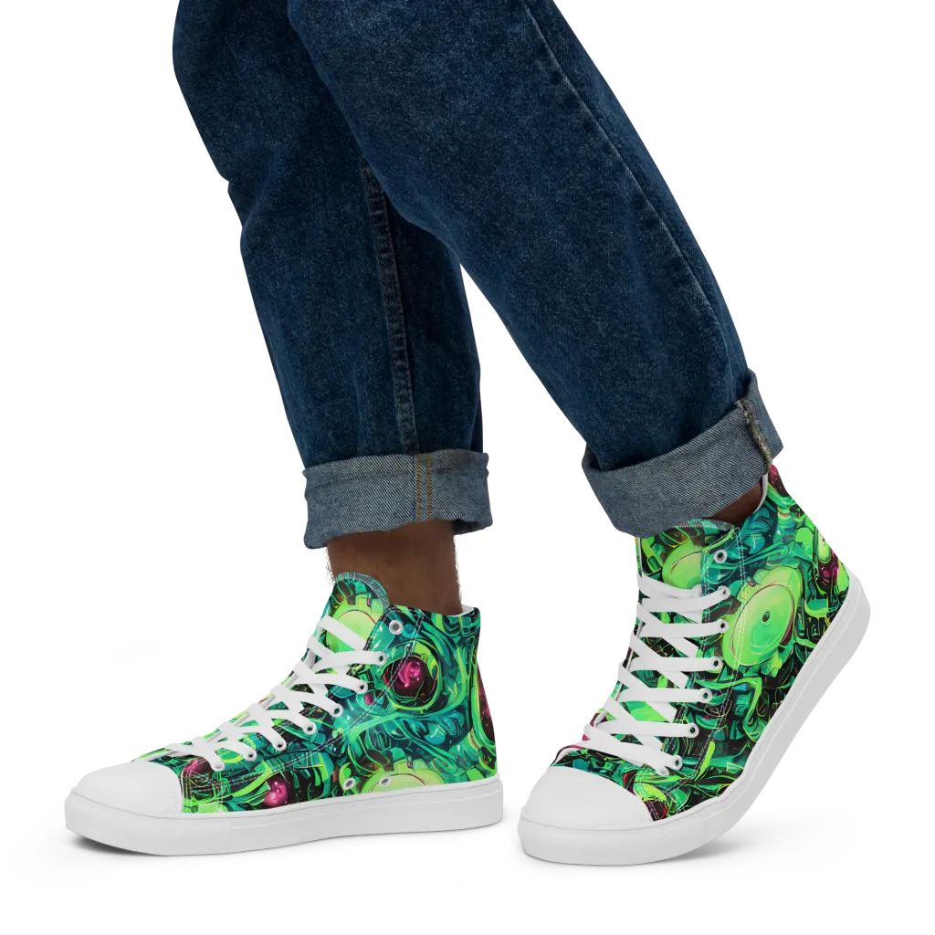 Cyber Canopy on Men's High Top Canvas Shoes — Left