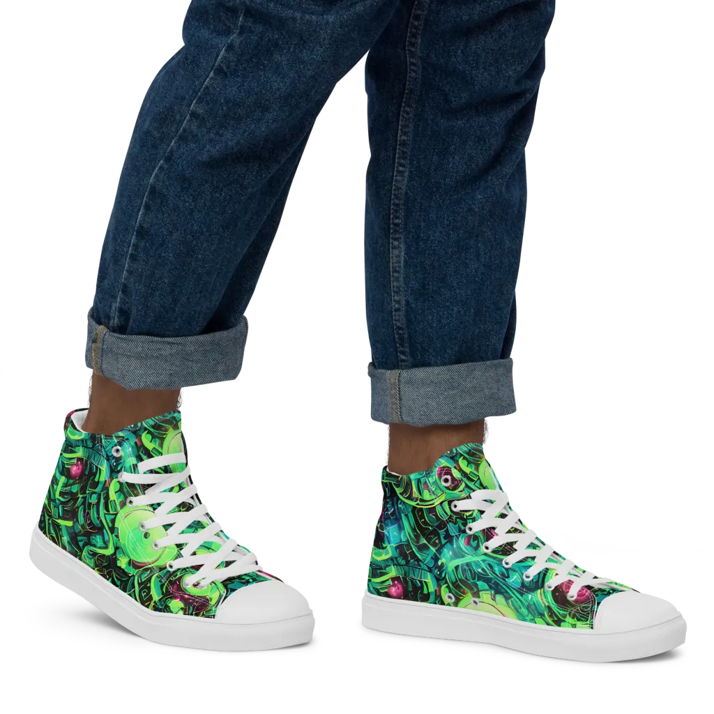 Cyber Canopy on Men's High Top Canvas Shoes — Right