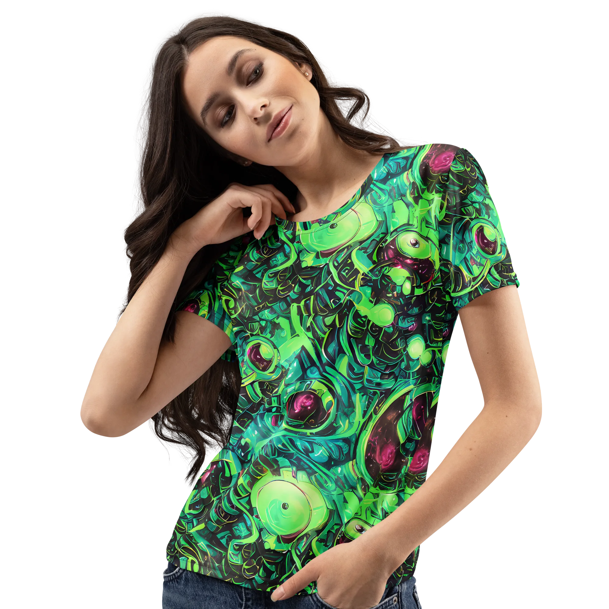 Cyber Canopy on Women's Crew Neck T-Shirt — Left Front