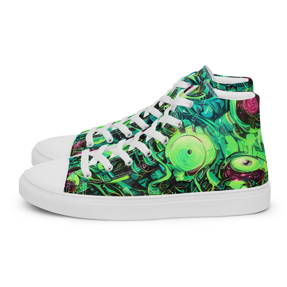 Cyber Canopy on Women's High Top Canvas Shoes — Left