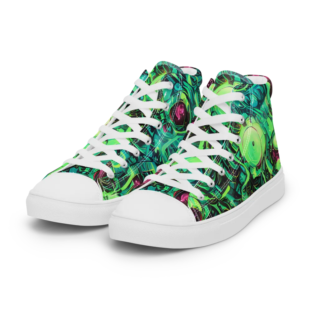 Cyber Canopy on Women's High Top Canvas Shoes — Left Front