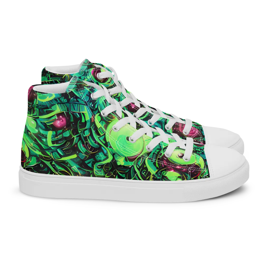 Cyber Canopy on Women's High Top Canvas Shoes — Right
