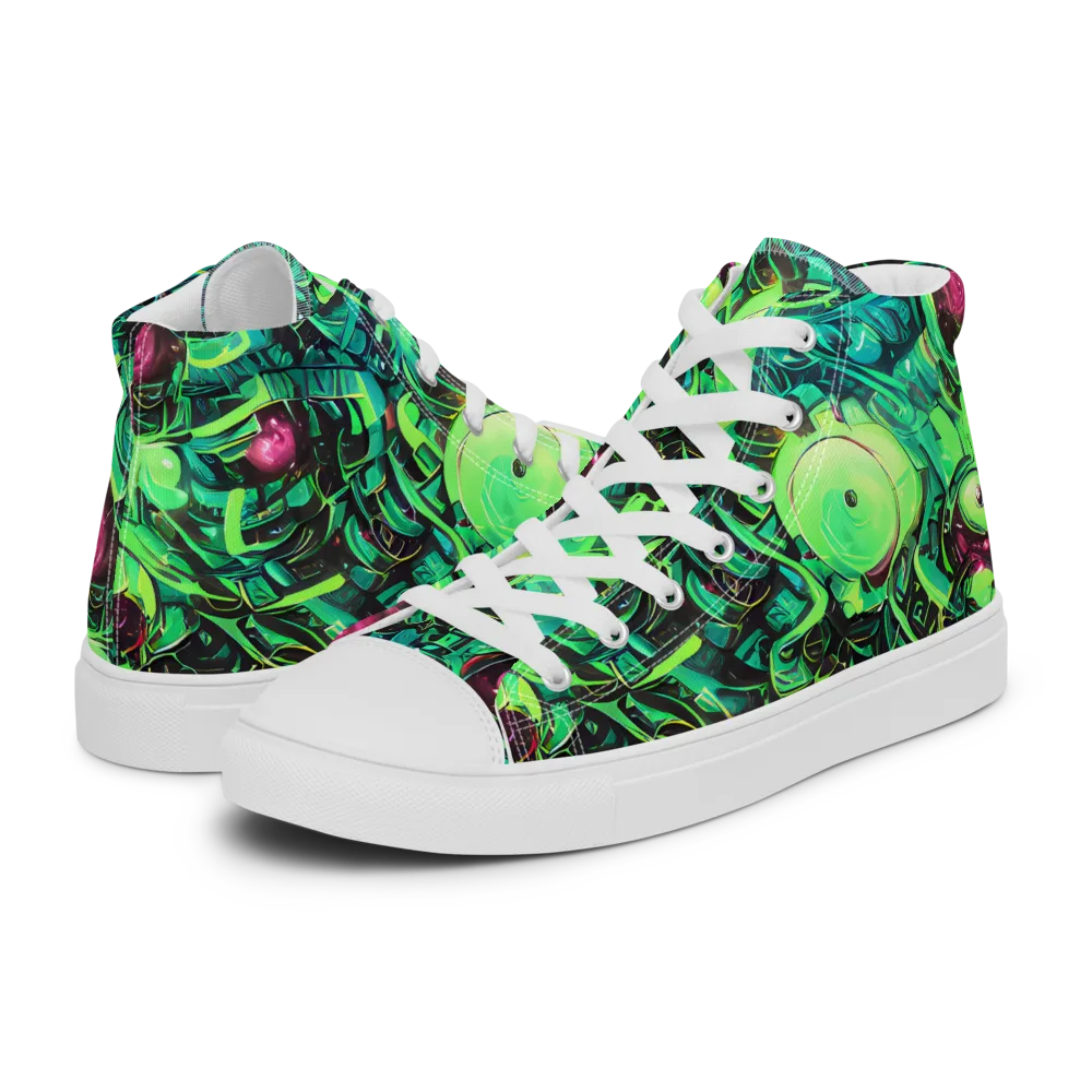 Cyber Canopy on Women's High Top Canvas Shoes — Left