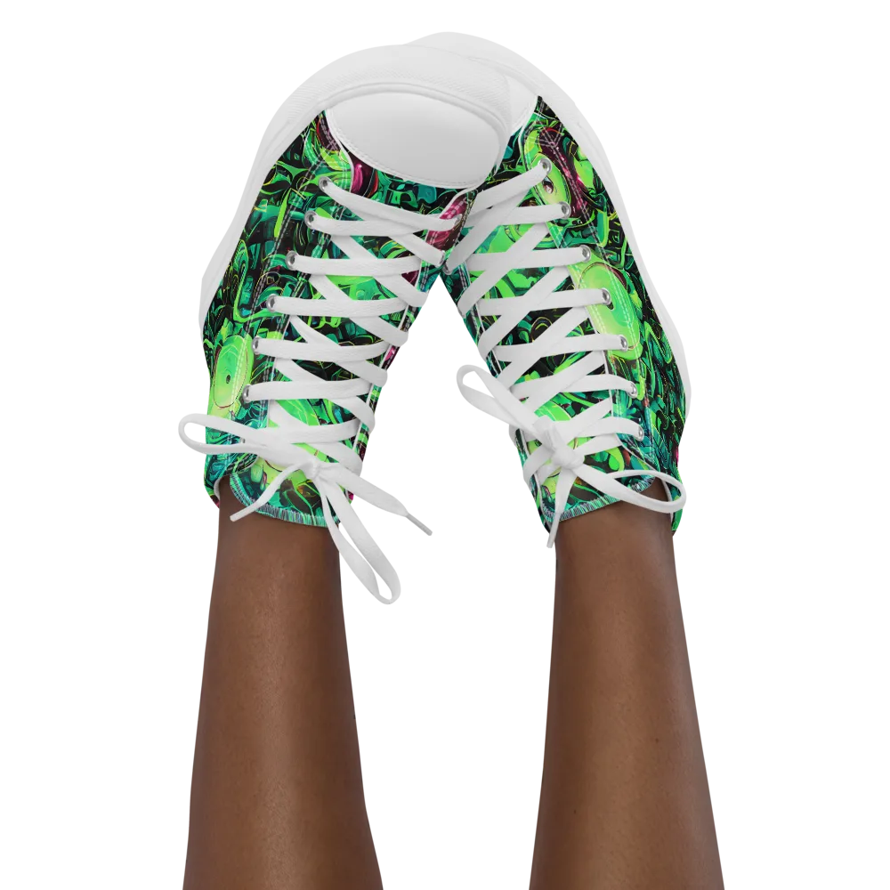Cyber Canopy on Women's High Top Canvas Shoes — Front