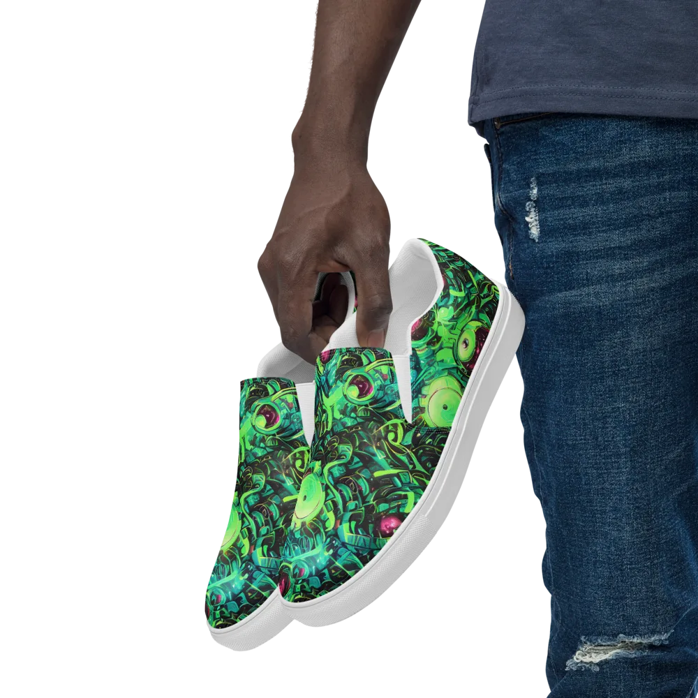 Cyber Canopy on Men's Slip-On Canvas Shoes — Left Front