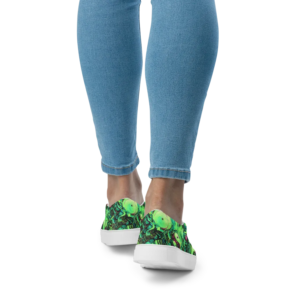 Cyber Canopy on Women's Slip-On Canvas Shoes — Back