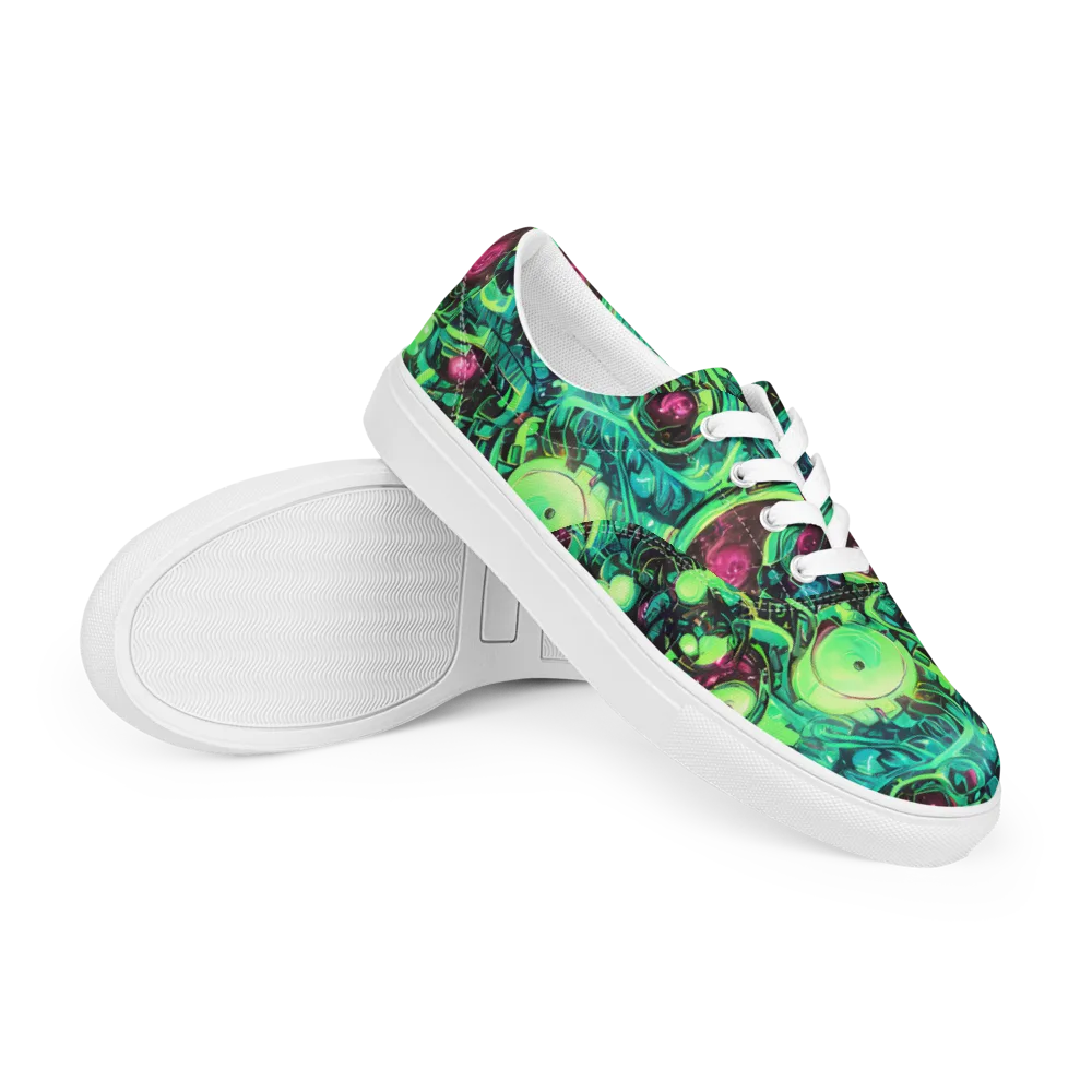 Cyber Canopy on Men's Lace-Up Canvas Shoes — Right Front