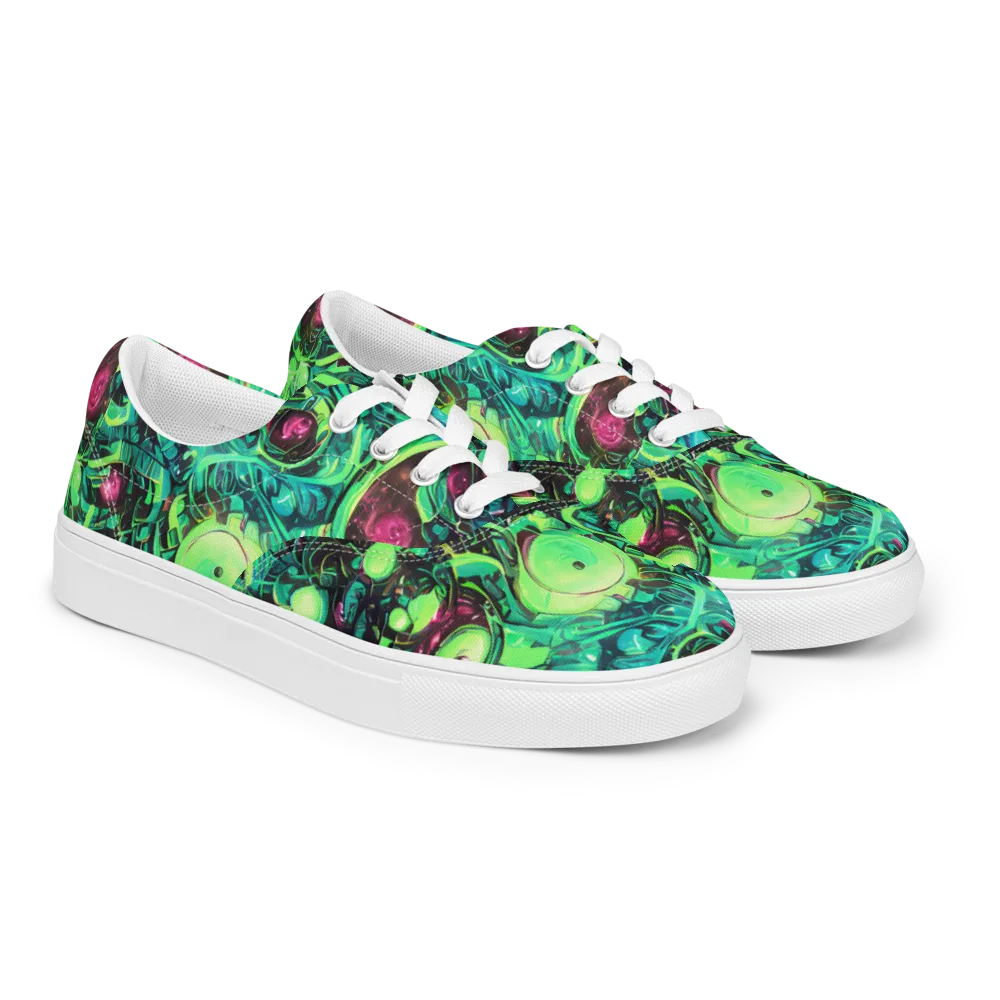 Cyber Canopy on Men's Lace-Up Canvas Shoes — Right Front