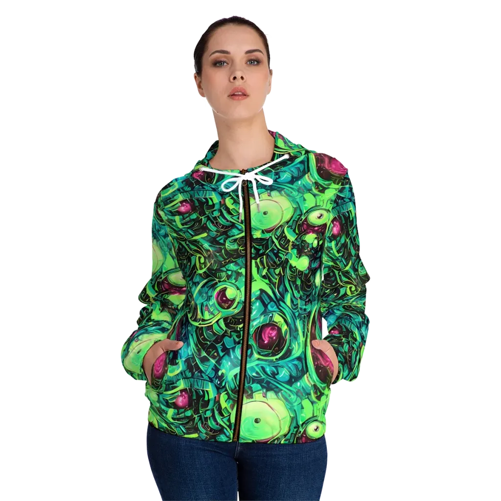 Cyber Canopy on Women's Full-Zip Hoodie — Front On Person