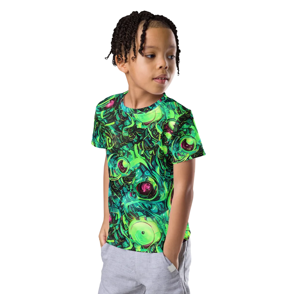 Cyber Canopy on Kids Crew Neck T-Shirt — Left Front