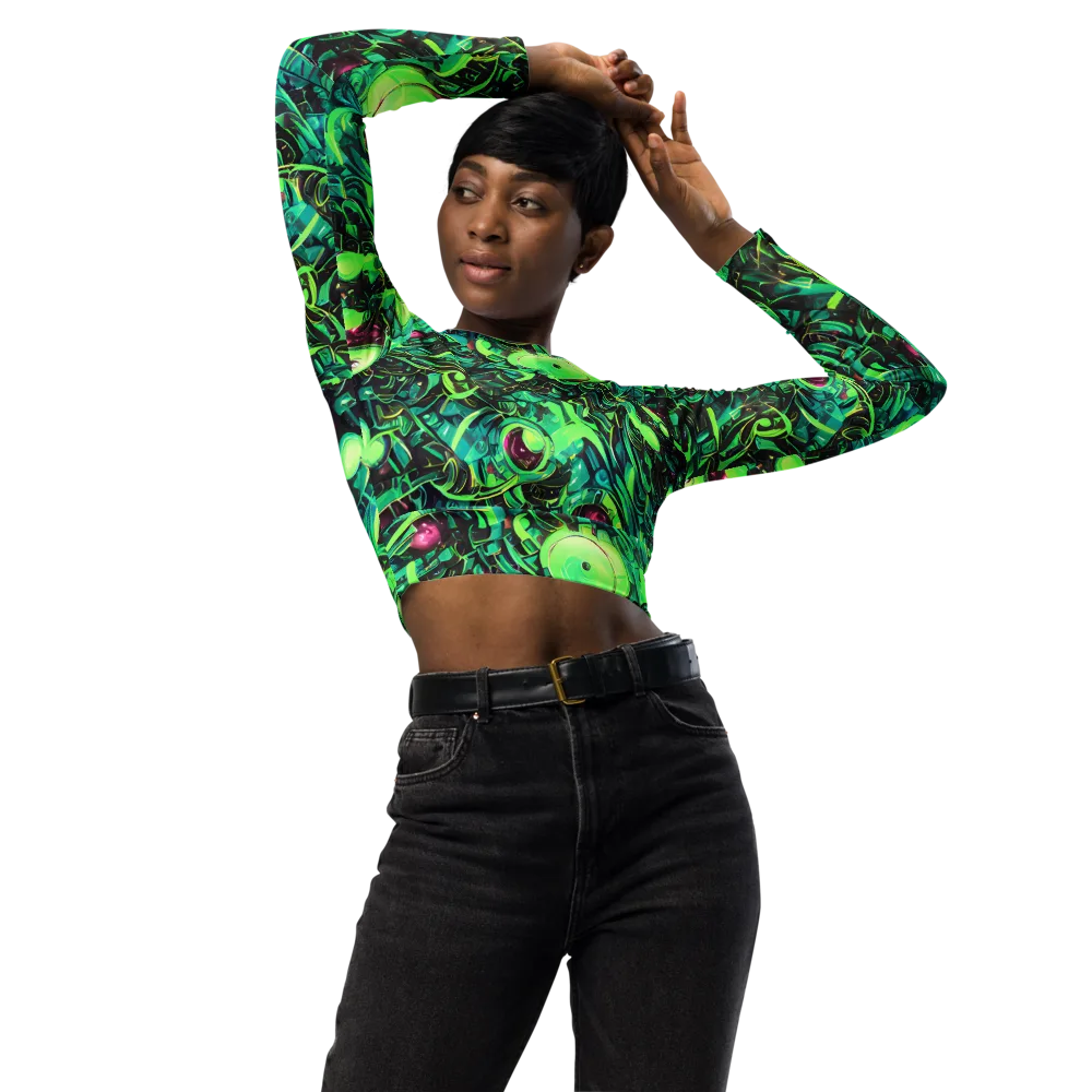 Cyber Canopy on Long Sleeve Crop Top — Front
