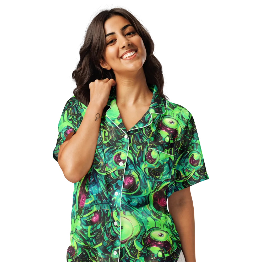 Cyber Canopy on Women's Short Sleeve Pajama Top — Front