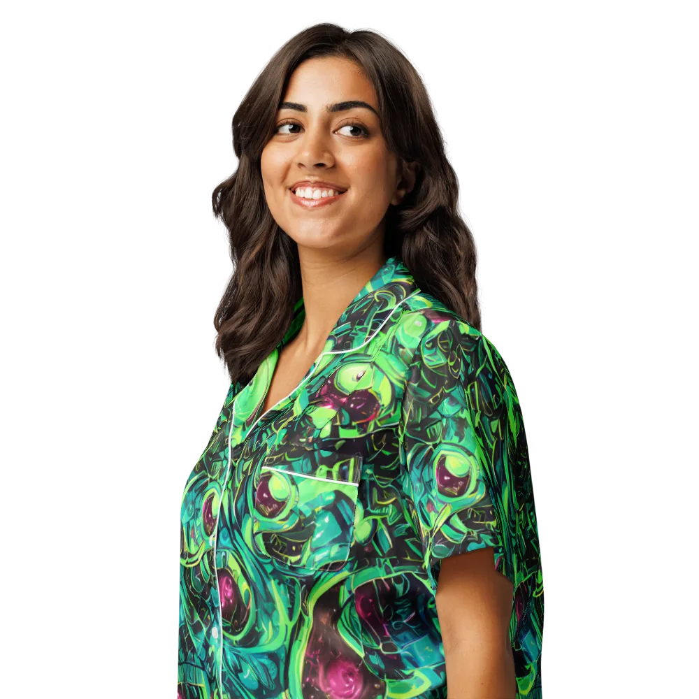 Cyber Canopy on Women's Short Sleeve Pajama Top — Left Front