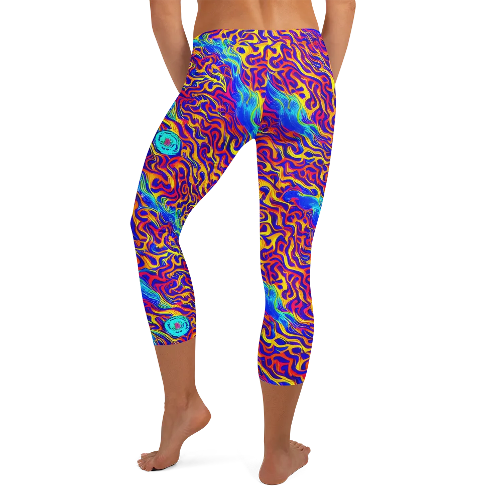 Firewater Bloom on Capri Leggings — Back