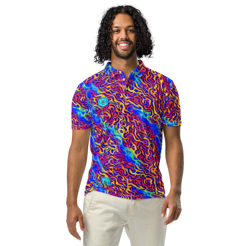 Firewater Bloom on Men's Slim Fit Polo Shirt — Front