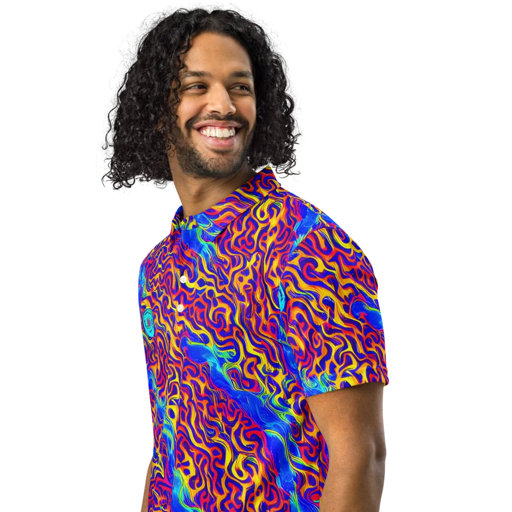 Firewater Bloom on Men's Slim Fit Polo Shirt — Left Front