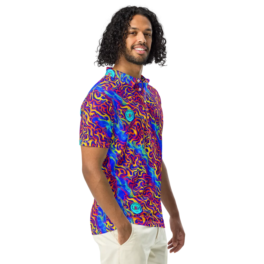 Firewater Bloom on Men's Slim Fit Polo Shirt — Right Front